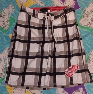 Detroit Red Wings Plaid Swim Swimming Shorts Trunks Board NHL Hockey Vintage